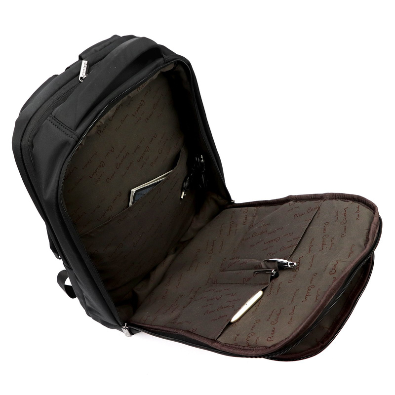 Pierre Cardin duży czarny plecak z kieszeniami na laptopa dokumenty