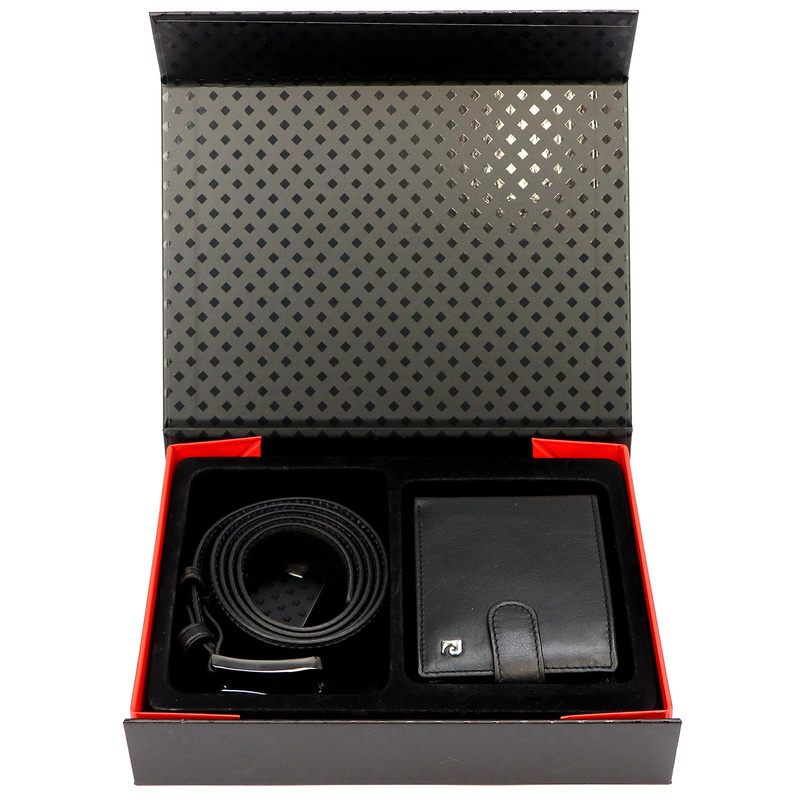 Pierre Cardin zestaw męski skóra naturalna portfel i pasek do spodni