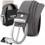 Skórzany pasek damski do spodni sukienki szary skóra nat 3 cm Beltimore D91 : Kolory - szary, srebrny, Rozmiar pasków - r.100-115 cm