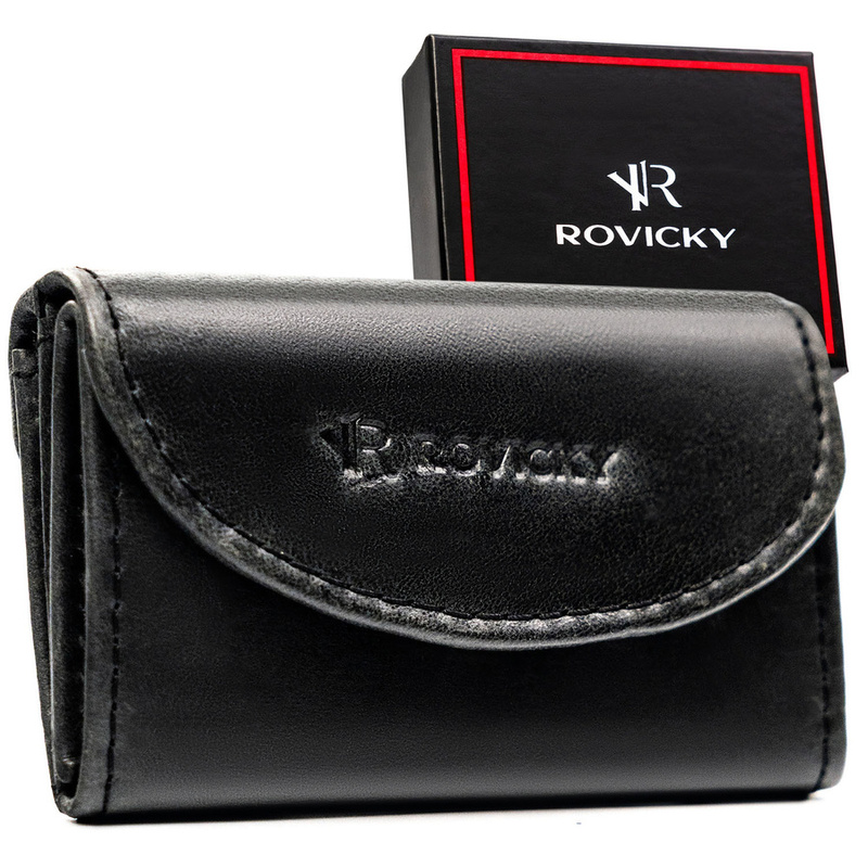 Skórzany portfel męski w czarnym kolorze wyposażony w system RFID - Rovicky