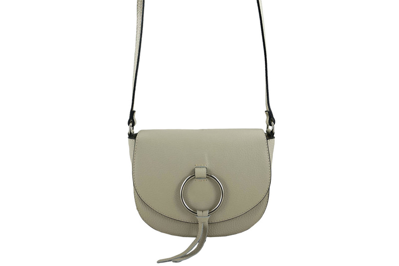 Damska skórzana listonoszka włoska - Beżowa jasna