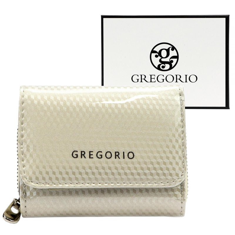 Gregorio damska lakierowana portmonetka skórzana mały portfel na zatrzask