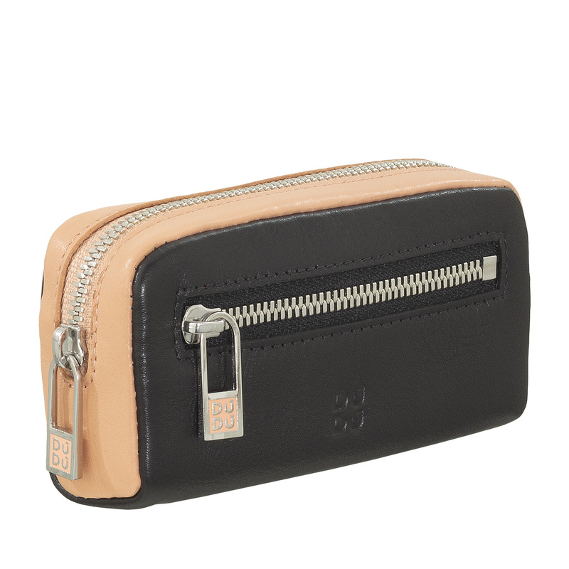 Dudu etui na klucze skóra naturalna z 2 karabińczykami z kieszenią