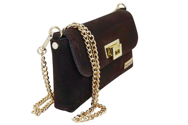 Zamszowa kopertówka na łańcuszku Barberinis - Brązowa ciemna