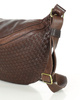 Duża torebka nerka półksiężyc skóra pleciona - MARCO MAZZINI czekoladowy brąz