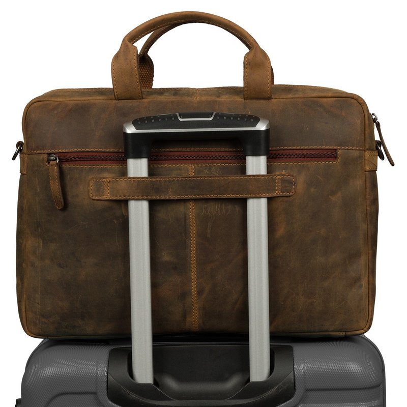 Torba męska skórzana na ramię laptopa duża brązowa nubuk biznesowa Beltimore N07