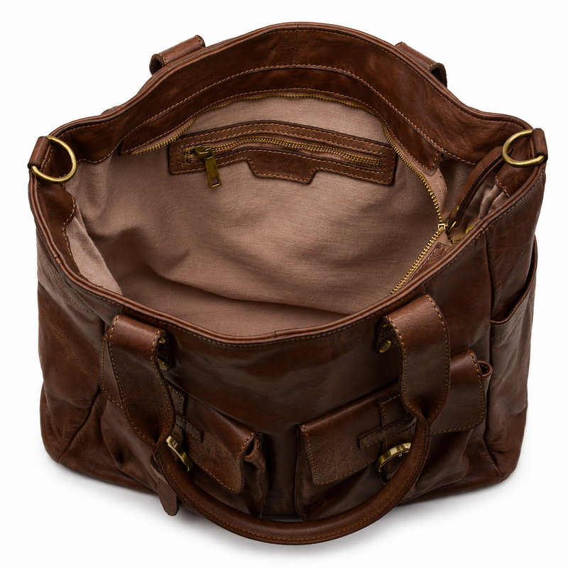 PELLE LAVATA Skórzana Torebka ShopperBag A4 Skórzana Old Look 3 Kieszenie