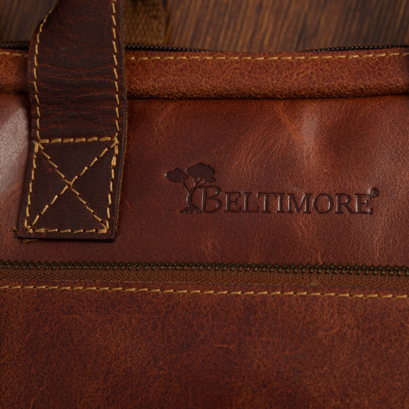 Torba męska skórzana na laptopa ramię komputer duża brązowa Beltimore N04