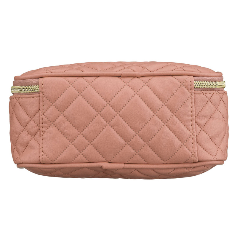 Jednokomorowa, różowa kosmetyczka z tkaniny syntetycznej z praktycznym uchwytem - Peterson