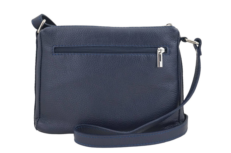 Listonoszka skórzana z kieszeniami - Granatowa