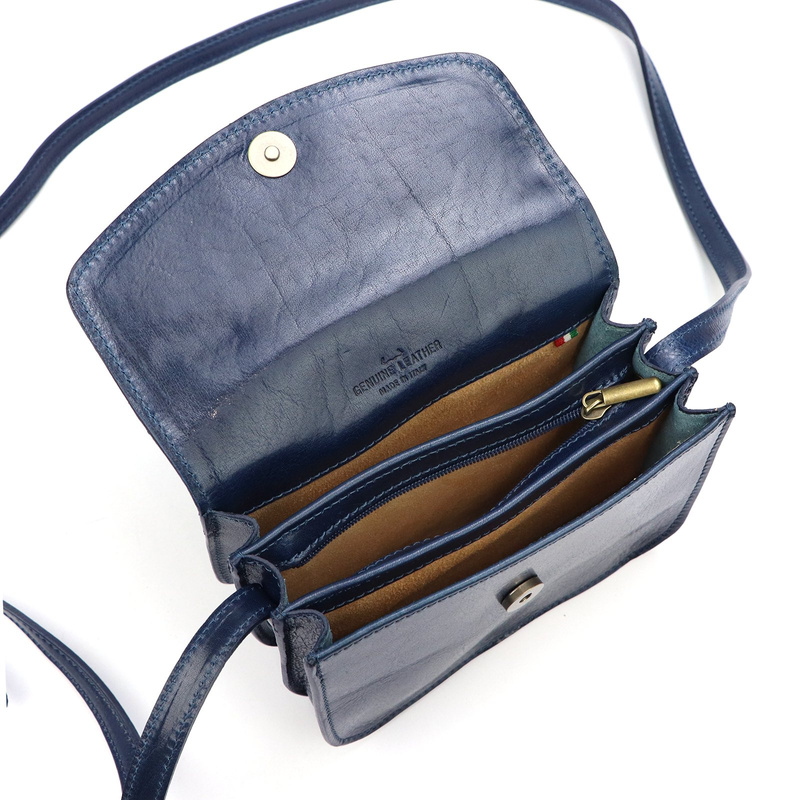 Florence Skórzana listonoszka na ramię 3 komory zamykana klapą elegancka