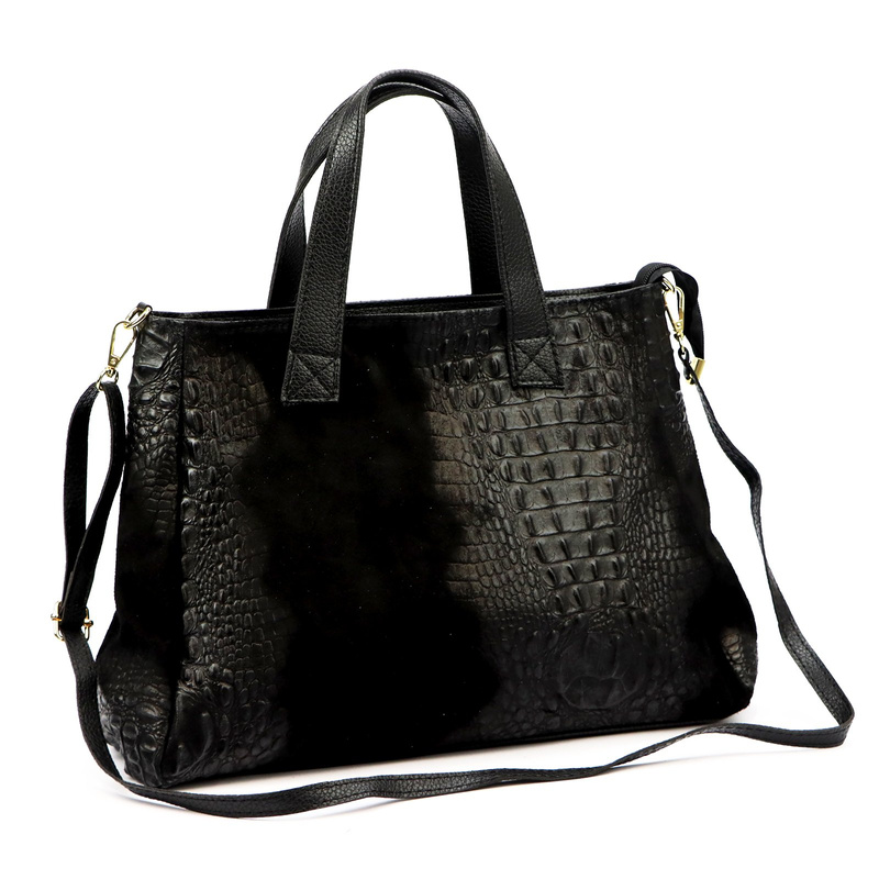 Luka duży damski kuferek skóra naturalna torebka z paskiem i kieszenią