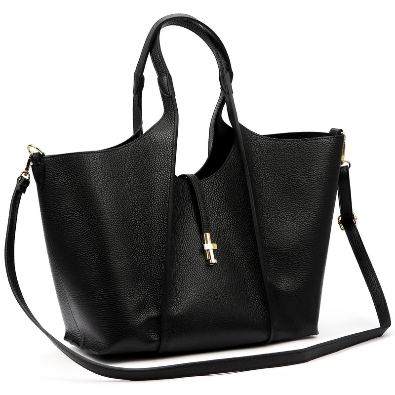 Vera Pelle damska torebka na ramię skóra naturalna shopperbag z paskiem