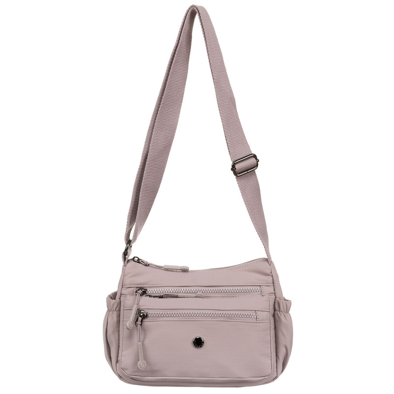 Poręczna torebka damska w kolorze lila zawieszona na regulowanym pasku - Peterson