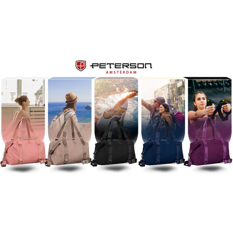 Sportowa torba treningowa z poliestru w fioletowym kolorze - Peterson