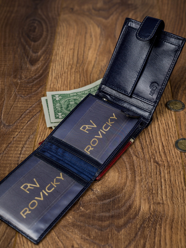 Portfel Skórzany Męski Rozbudowany Skóra Naturalna RFID Rovicky