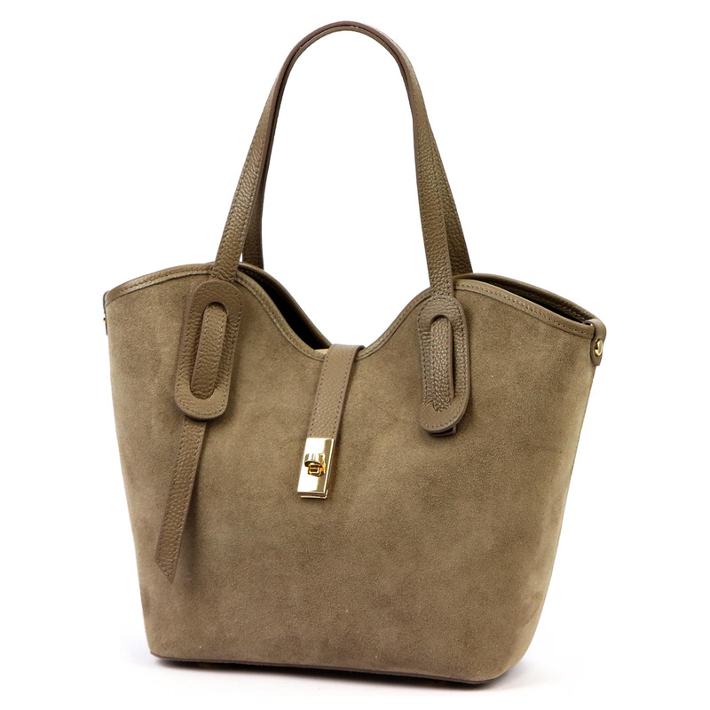 Luka Zamszowa skórzana damska shopperbag na ramię pojemna i stylowa