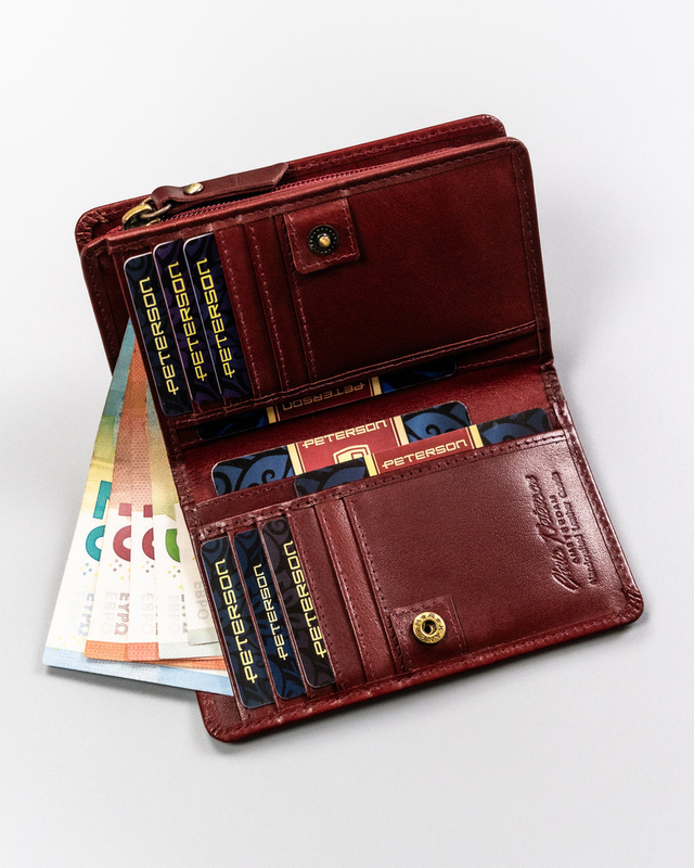 Duży, skórzany portfel damski z systemem RFID - Peterson