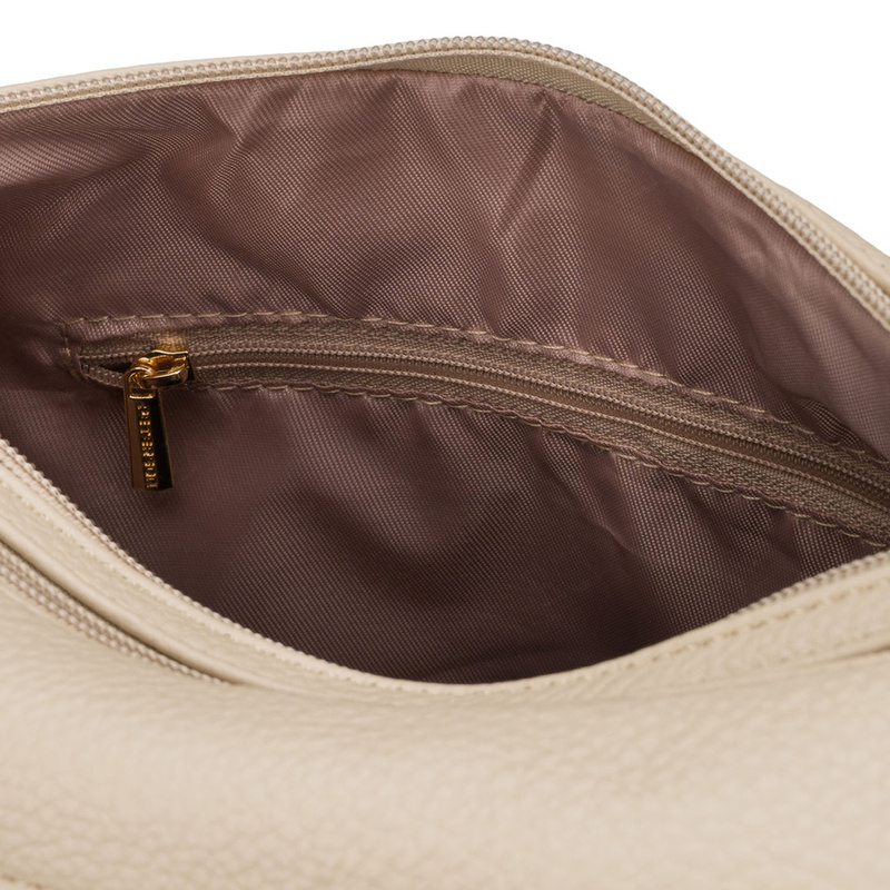 Damska listonoszka ze skóry ekologicznej w beżowym kolorze na długim pasku - Rovicky