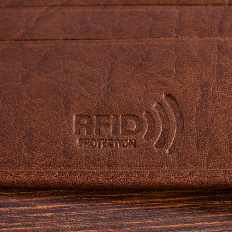 Portfel skórzany męski poziomy klasyczny brązowy RFiD Beltimore D39