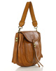 Marco Mazzini Torebka classic saddle bag ze skóry naturalnej na ramie brąz camel