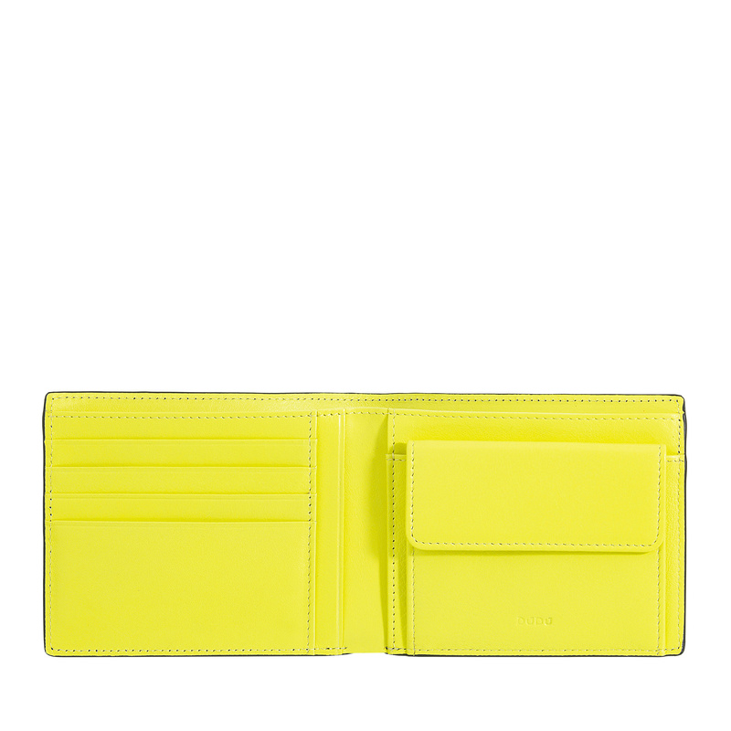 DuDu męski portfel skóra naturalna z kolorowym wnętrzem składany