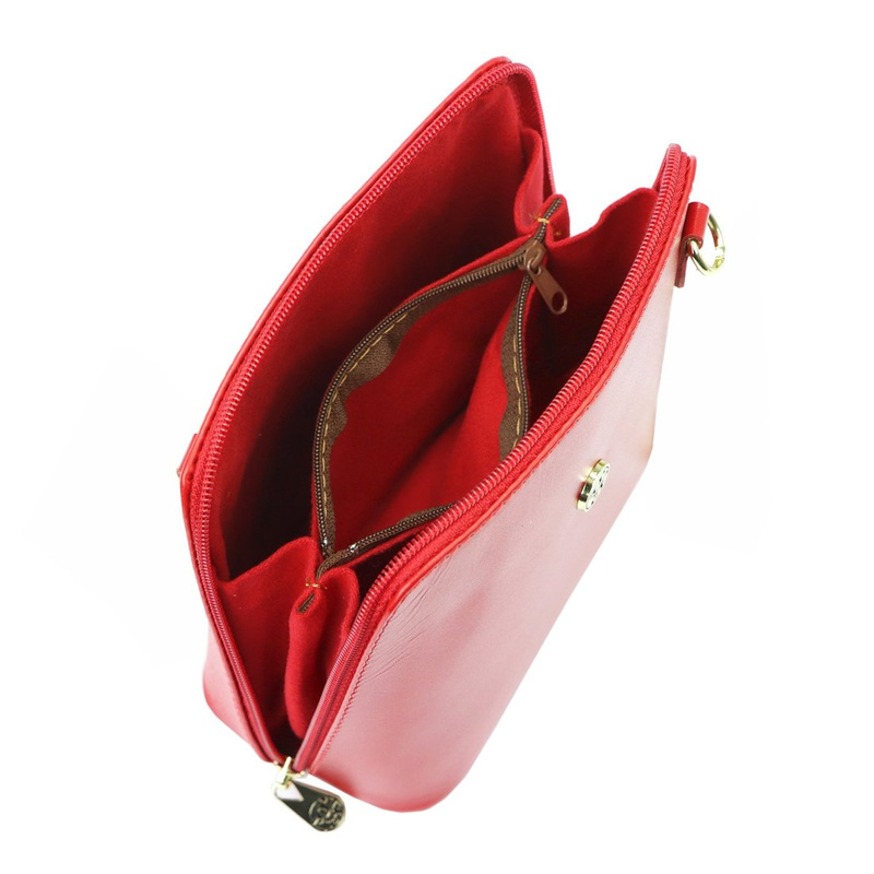 Gregorio damska listonoszka na ramię skóra naturalna dwie komory organizer