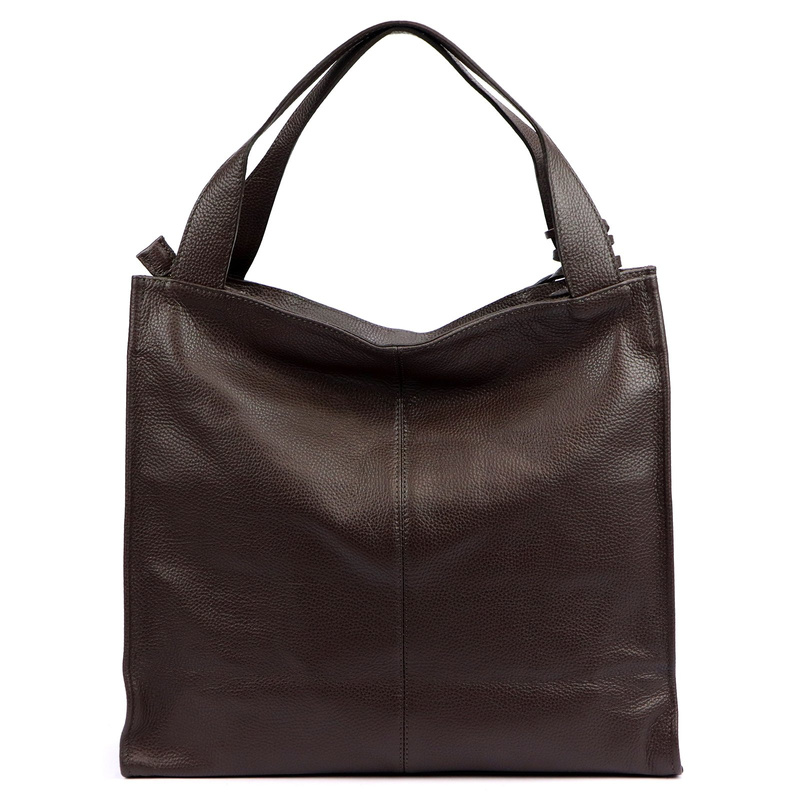 Duża Skórzana shopperbag damska torebka na ramię dwukomorowa Gregorio