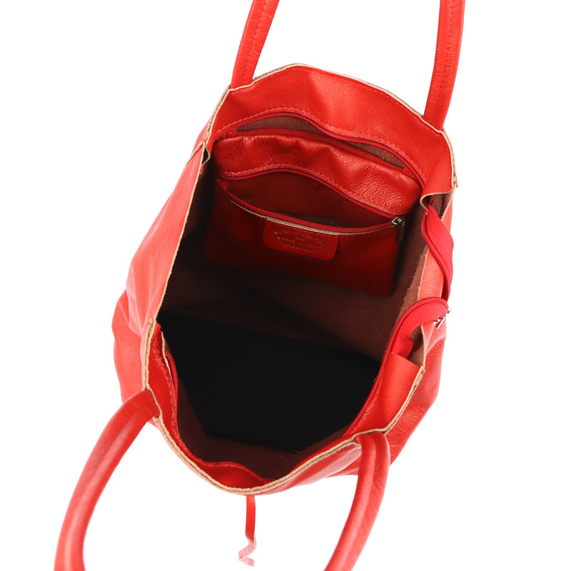 MiaMore Skórzana damska shopperbag duża torabka na ramię z kieszenią