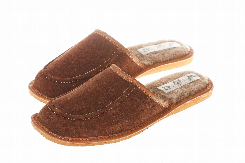 Wójciak Podhale męski zabudowane domowe kapcie skóra naturalna klin 1,5 cm