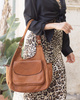 Włoska torebka skórzana z kieszenią z przodu retro bag handmade - MARCO MAZZINI brąz camel