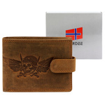 Skórzany męski portfel Nordee L895 MOTOSKULL