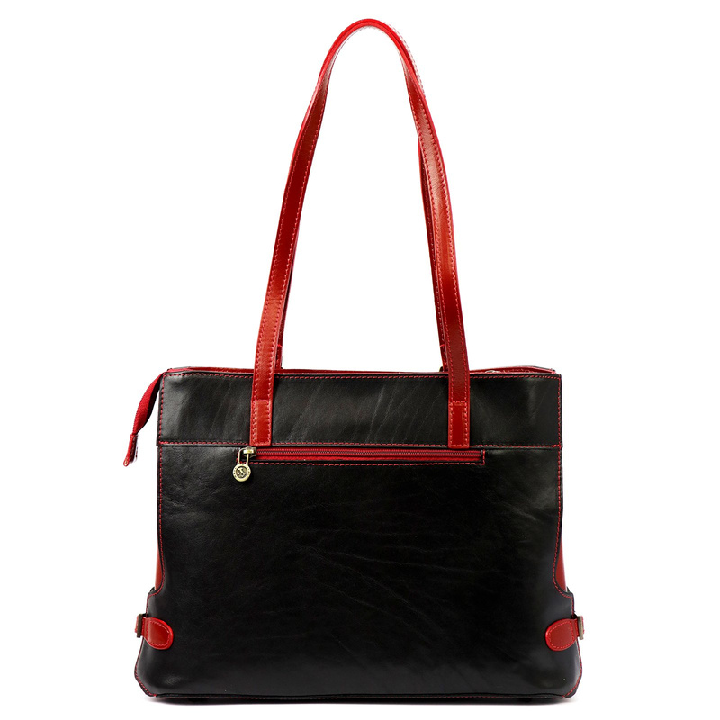 Skórzana elegancka shopperbag pojemna na ramię z kieszeniami Florence