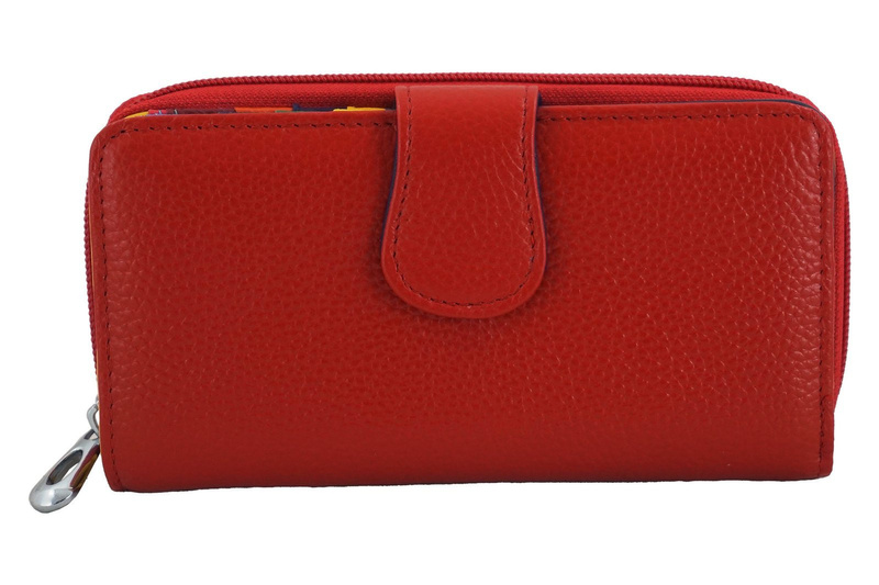 Kolorowy portfel skórzany damski - Czarny