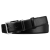 Szeroki, czarny pasek męski ze skóry ekologicznej ze srebrną, klasyczną klamrą