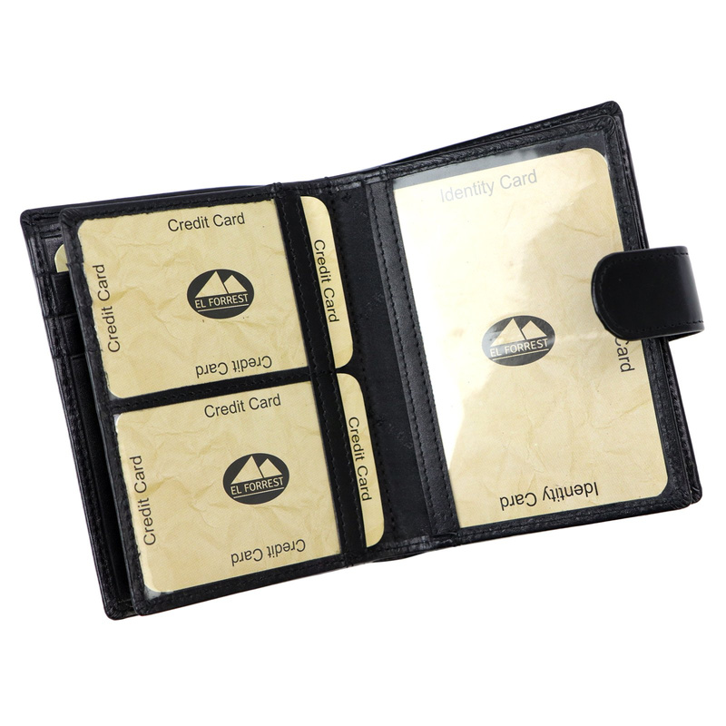 EL FORREST męski portfel pionowy rozbudowany skórzany na zatrzask RFID