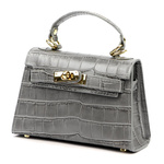 Vera Pelle damski mały kuferek skórzany torebka na ramię skóra krokodyla