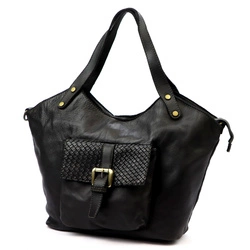 Skórzana duża shopperbag damska torebka na ramię z kieszeniami VS