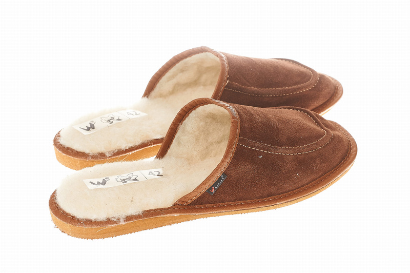 Wójciak Podhale ocieplane męskie domowe kapcie skóra naturalna zabudowane