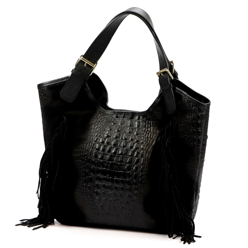 Vera Pelle damska shopperbag skórzana skóra krokodyla torebka na ramię