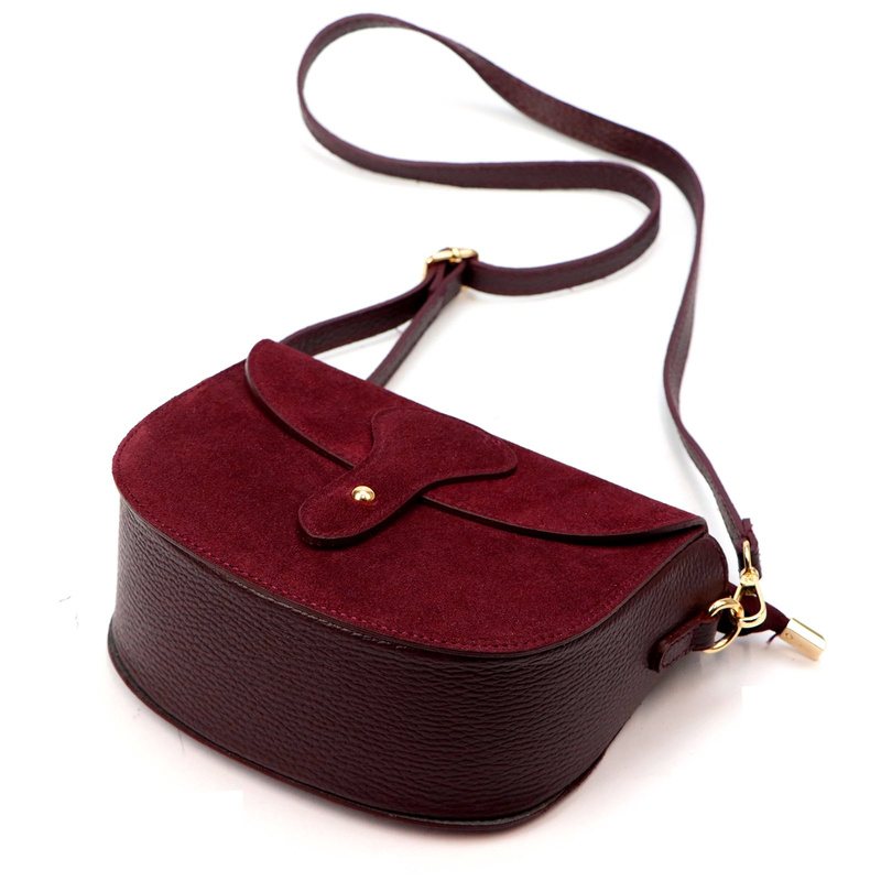 Vera Pelle damska listonoszka skóra zamszowa torebka na ramię z kieszenią