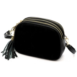 Vera Pelle listonoszka damska skóra naturalna zamsz trzykomorowa kieszenie