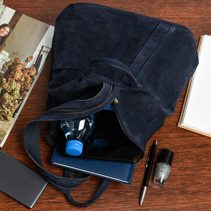 Granatowy Vera Pelle włoski Plecak Skórzany damski mały T53