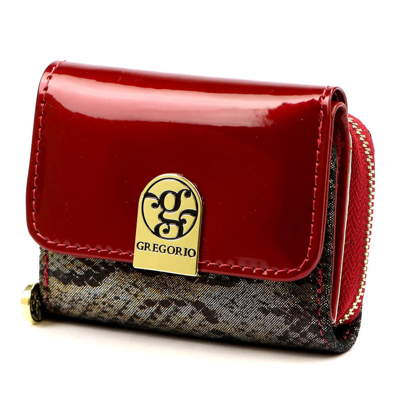 Gregorio damska mała portmonetka skórzany stylowy portfel wzór skóra węża