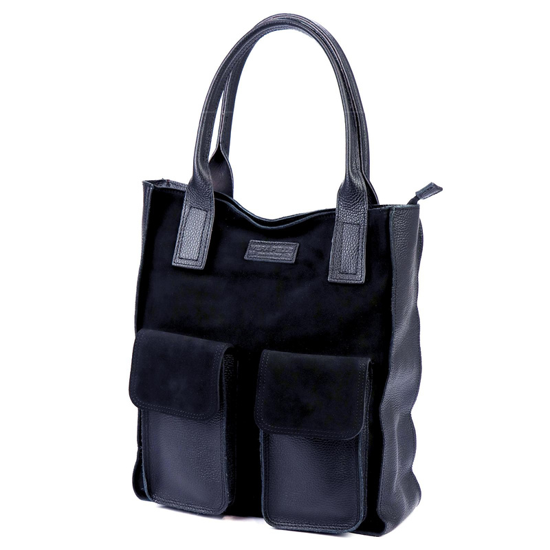 Torebka na ramię Duża damska shopperbag z kieszeniami skórzana Angelo