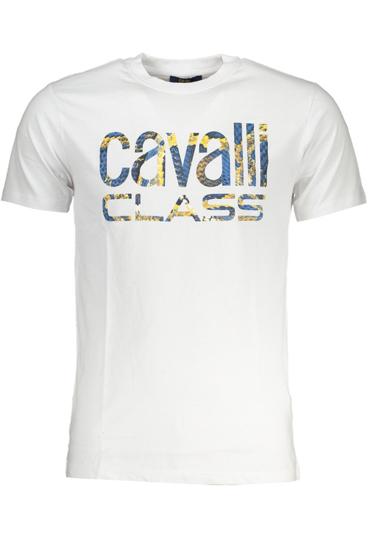 T-SHIRT MĘSKI Z KRÓTKIM RĘKAWEM KLASY CAVALLI BIAŁY