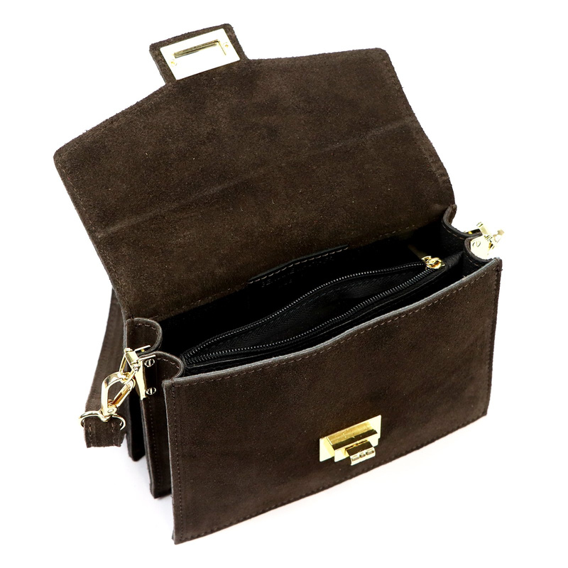 Damska listonoszka ze skóry naturalnej zamszowej z organizerem od Luka