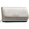 Duży, srebrny portfel damski ze skóry ekologicznej z kieszonką zewnętrzną - 4U Cavaldi