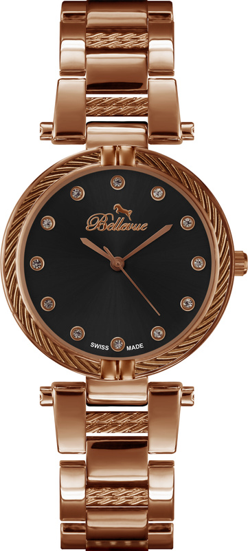 Zegarek BELLEVUE D26. Kwarcowy, Kolor czarny. Kobieta.
