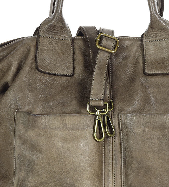 Torebka skórzana shopper bag - MARCO MAZZINI beż taupe